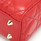 DIOR SMALL LADY DIOR BAG LAMBSKIN RED LGHW