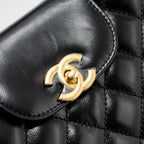 CHANEL 23K MINI SHOPPING TOTE CALFSKIN BLACK BRUSHED GHW(MICROCHIP)