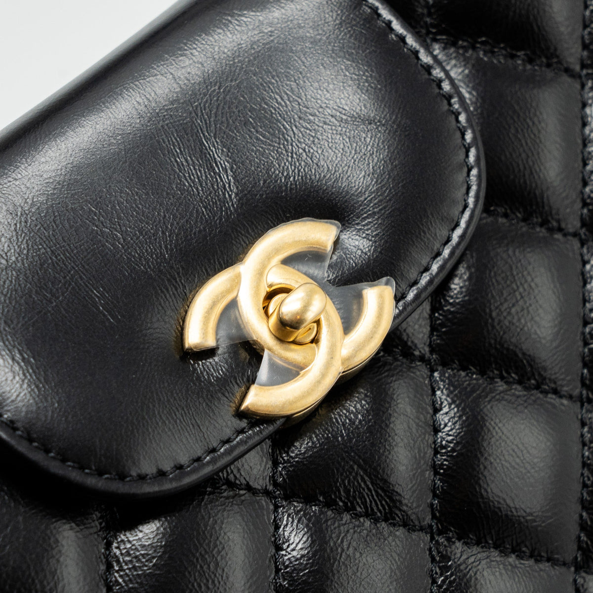 CHANEL 23K MINI SHOPPING TOTE CALFSKIN BLACK BRUSHED GHW(MICROCHIP)