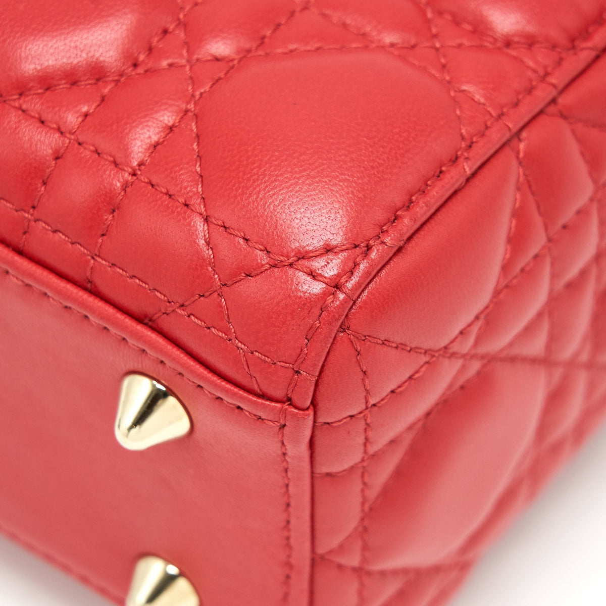 DIOR SMALL LADY DIOR BAG LAMBSKIN RED LGHW