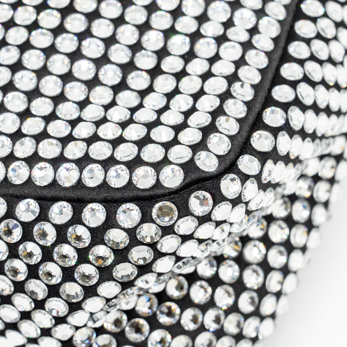 PRADA TRIANGLE POUCH CRYSTAL EMBELLISHED BLACK SHW