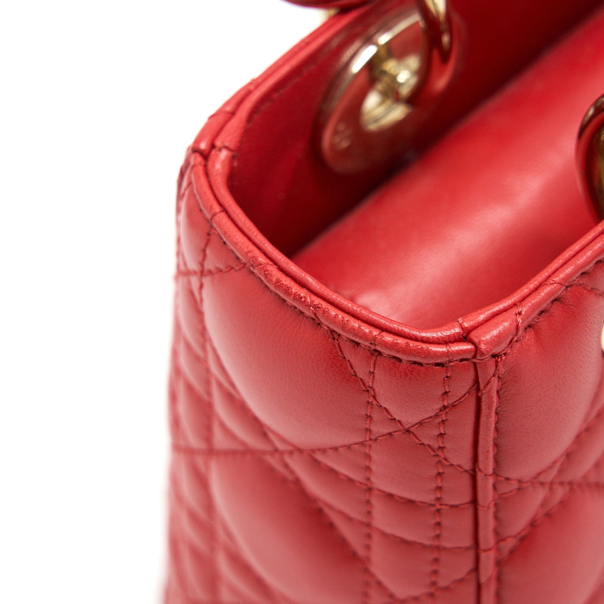 DIOR SMALL LADY DIOR BAG LAMBSKIN RED LGHW