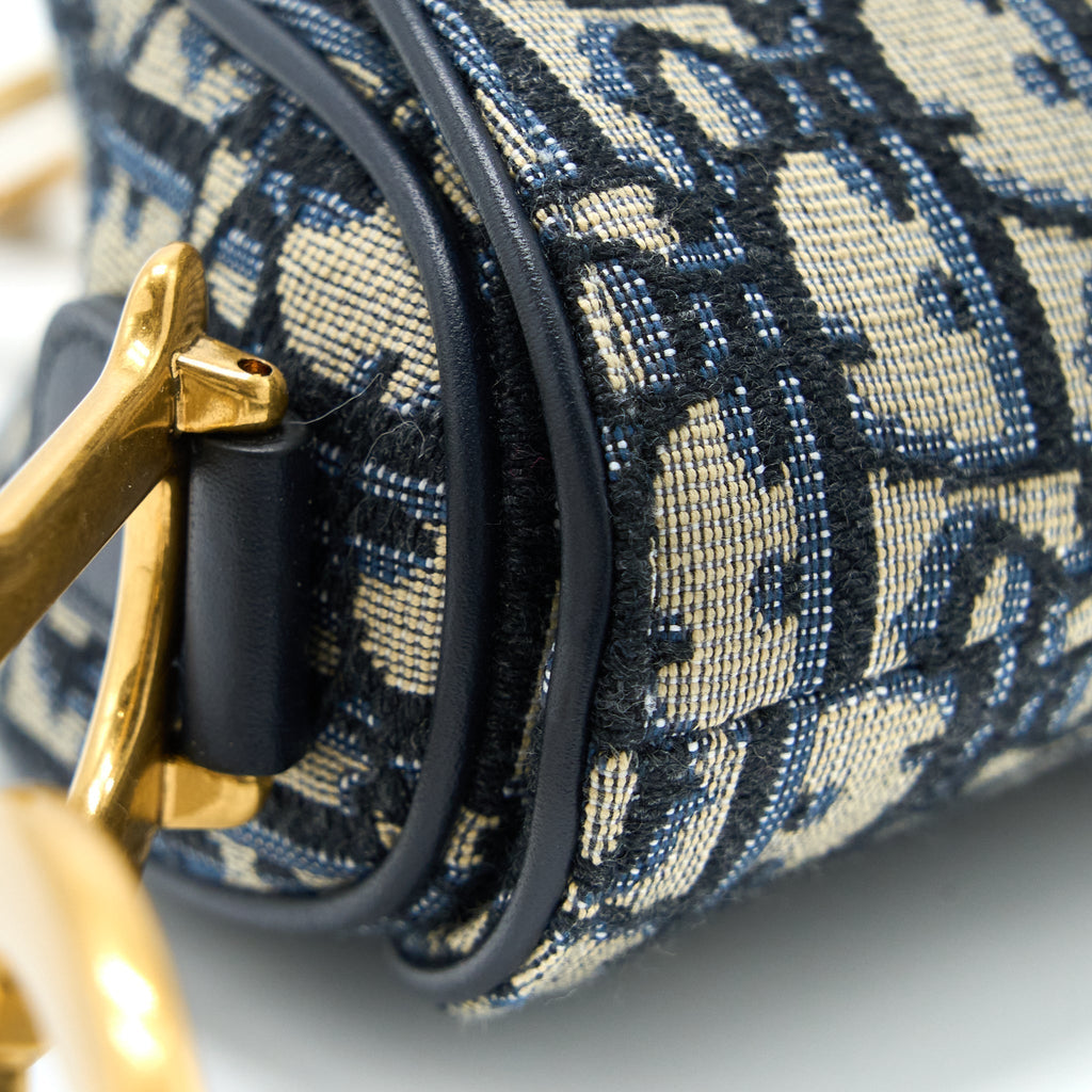 DIOR MEDIUM DIOR SADDLE BAG BLUE DIOR OBLIQUE JACQUARD GHW