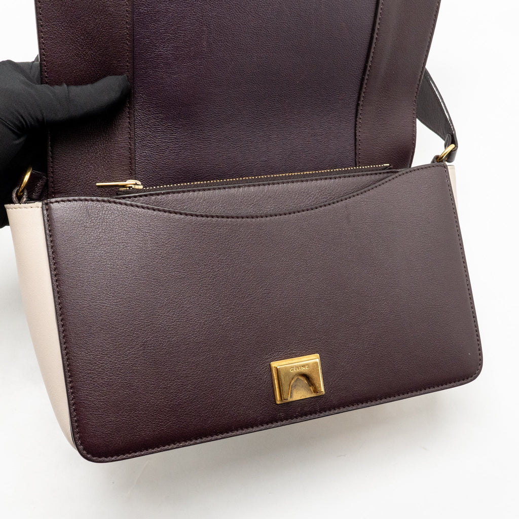 Celine Medium Frame Bag Calfskin Violet/Beige GHW