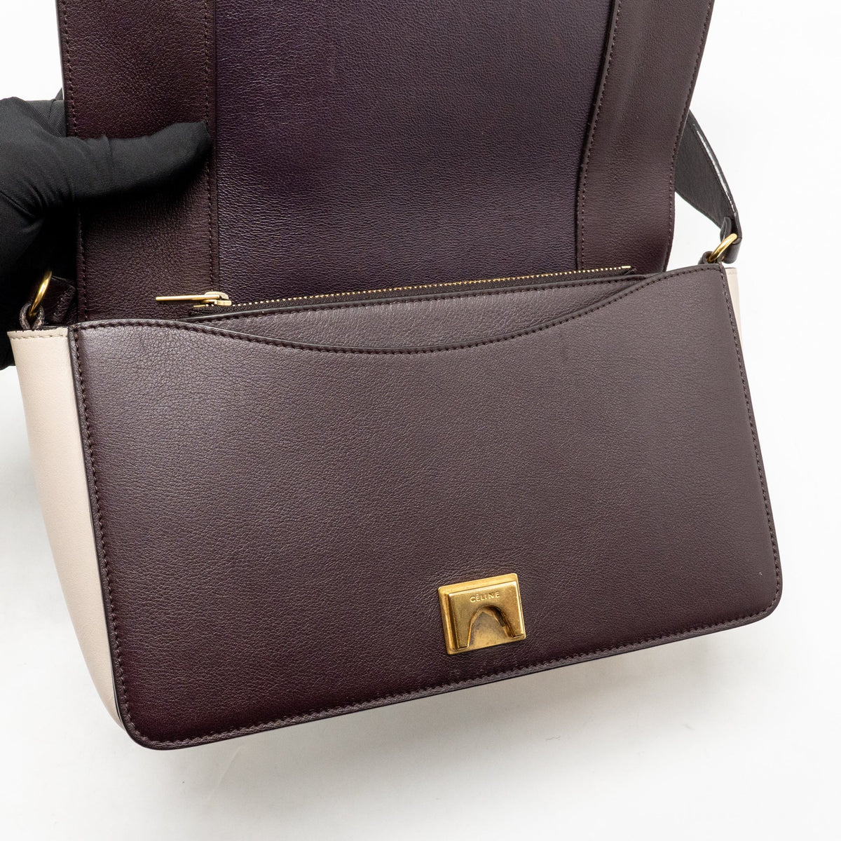 Celine Medium Frame Bag Calfskin Violet/Beige GHW