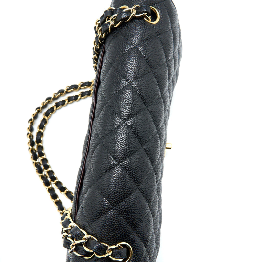 CHANEL JUMBO CLASSIC DOUBLE FLAP BAG CAVIAR BLACK GHW
