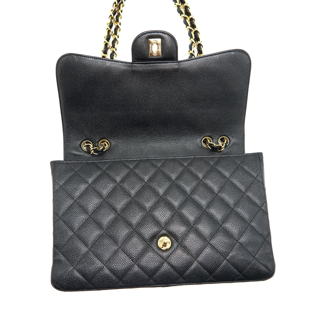 CHANEL VINTAGE JUMBO SINGLE FLAP CAVIAR BLACK GHW