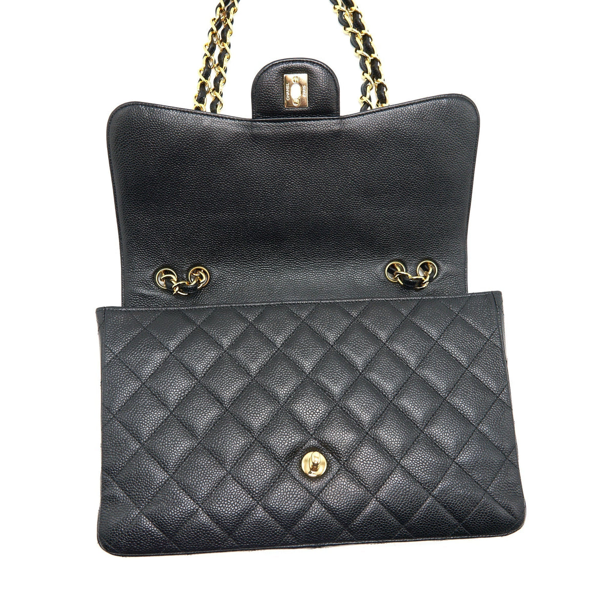 CHANEL VINTAGE JUMBO SINGLE FLAP CAVIAR BLACK GHW