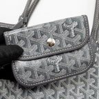 Goyard Mini Anjou Tote Bag French Bulldog Print Goyardine Canvas/Calfskin Grey SHW