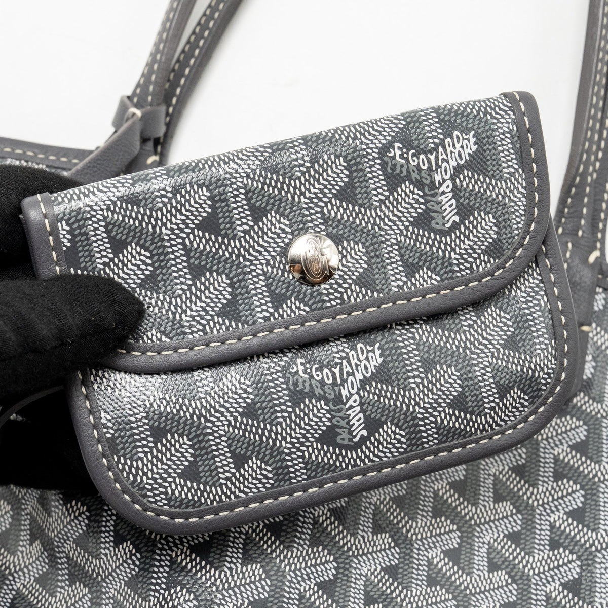 Goyard Mini Anjou Tote Bag French Bulldog Print Goyardine Canvas/Calfskin Grey SHW