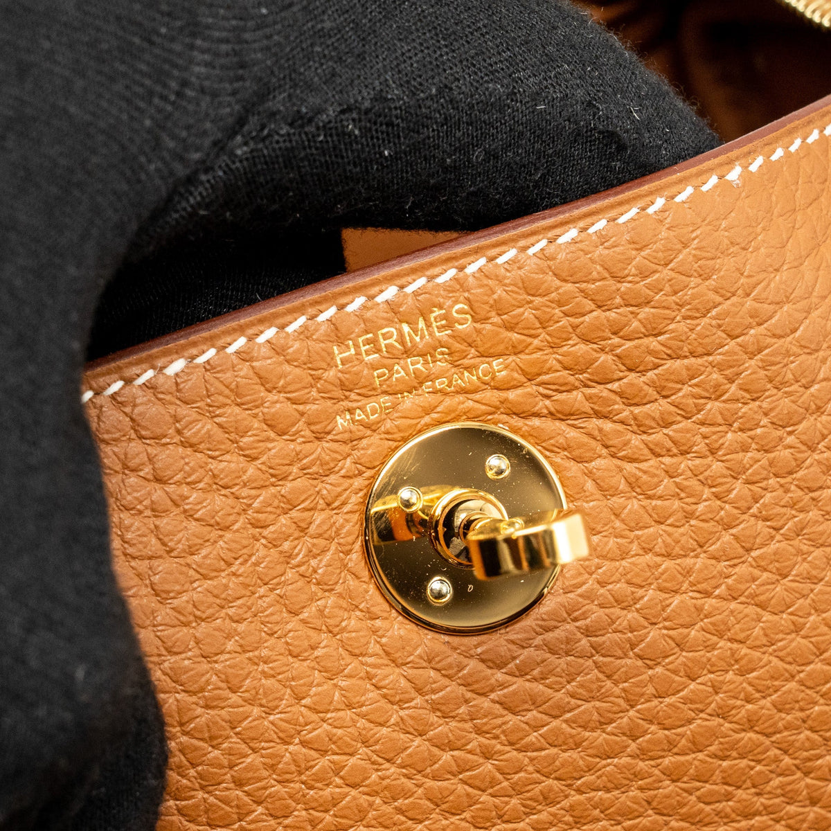 Hermes Mini Lindy Clemence Gold GHW