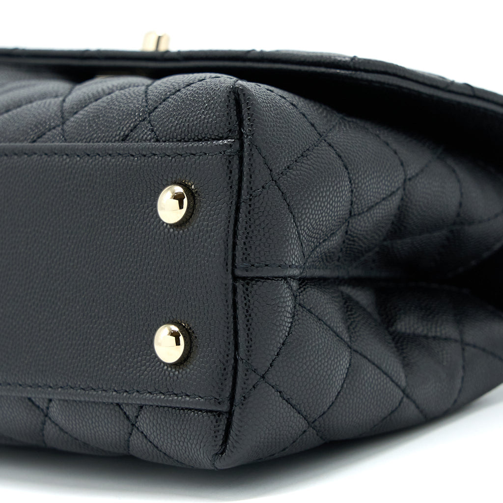 CHANEL SMALL COCO HANDLE FLAP BAG CAVIAR BLACK LGHW (MICROCHIP)