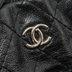 Chanel On the Road Large Shopping Tote Bag Shiny Grained Calfskin Black SHW