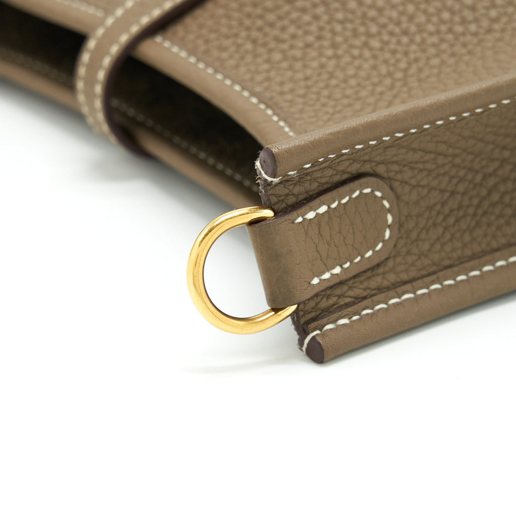 Hermes mini Evelyne Etoupe/ Blue indigo GHW