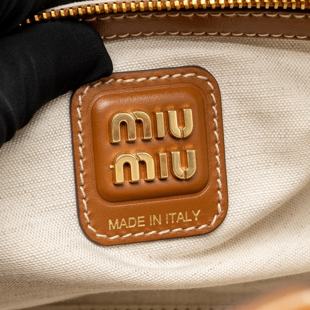 Miu Miu Small Ivy Leather Tote Bag Caramel GHW