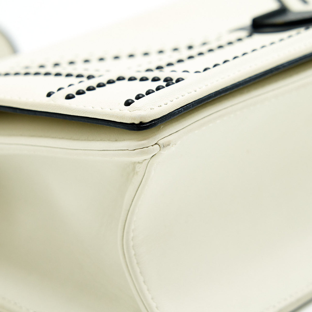 DIOR SMALL DIORAMA STUDDED WHITE WITH BLACK HARDWARE