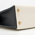 Hermes mini kelly II special order chèvre Mysore nata/black LGHW