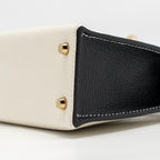 Hermes mini kelly II special order chèvre Mysore nata/black LGHW