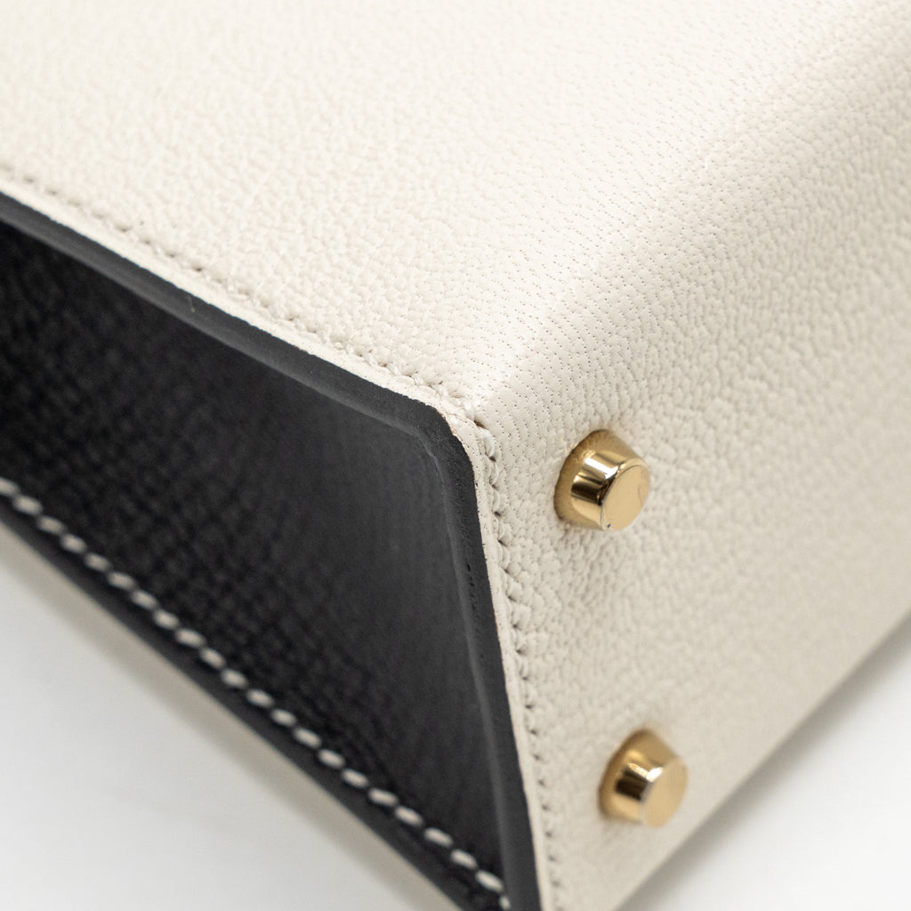 Hermes mini kelly II special order chèvre Mysore nata/black LGHW