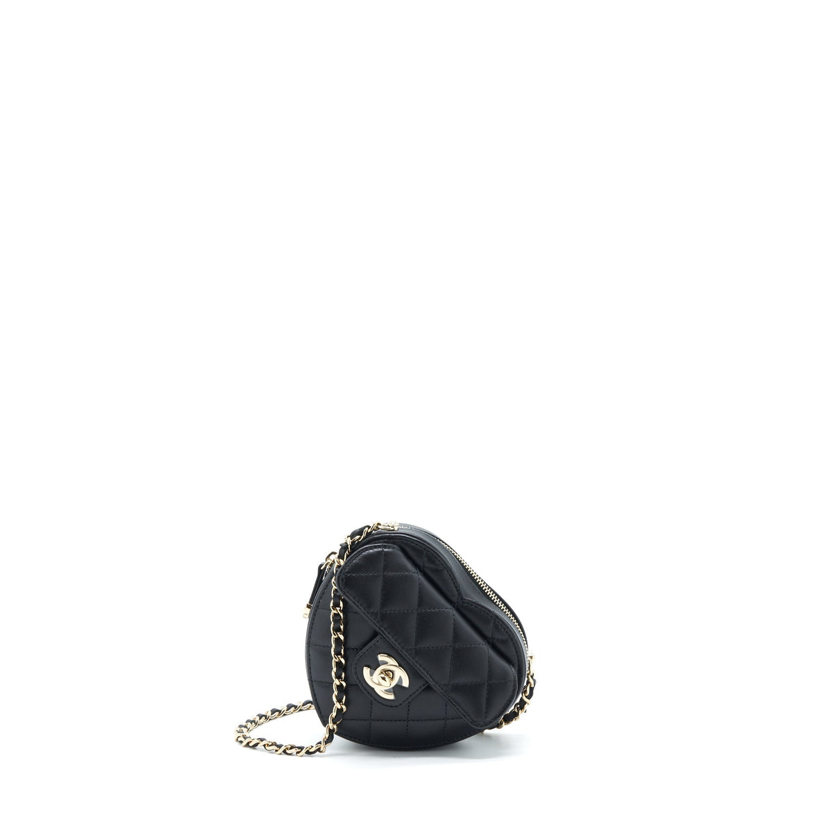 CHANEL 22S SMALL HEART BAG LAMBSKIN BLACK LGHW