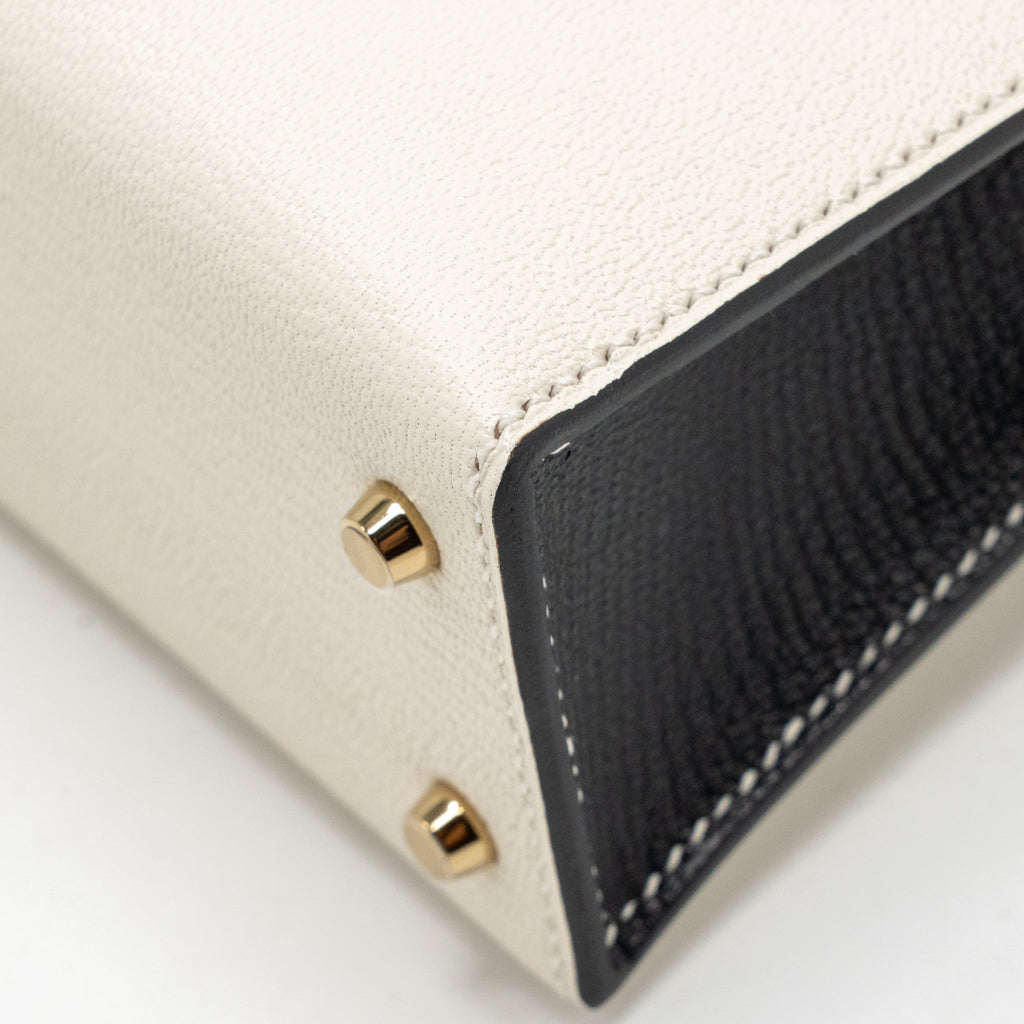 Hermes mini kelly II special order chèvre Mysore nata/black LGHW