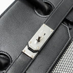 Hermes hac birkin 40 toile Gris canvas / evergrain black/ ecru SHW