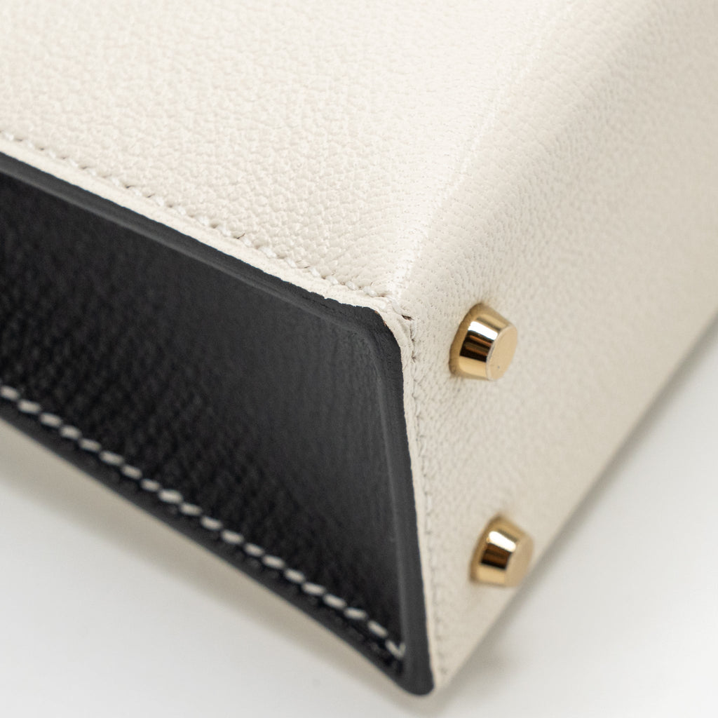 Hermes mini kelly II special order chèvre Mysore nata/black LGHW
