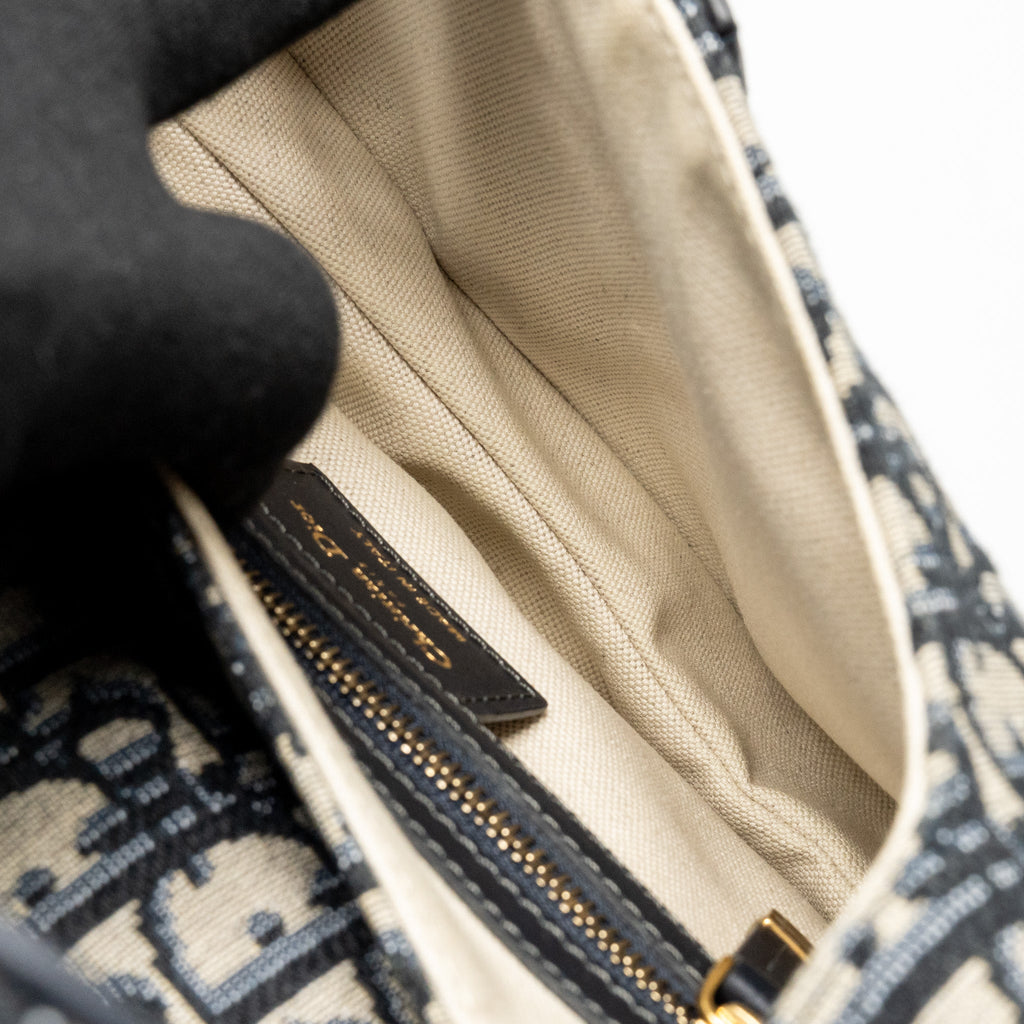 DIOR MEDIUM SADDLE BAG BLUE OBLIQUE CANVAS GHW