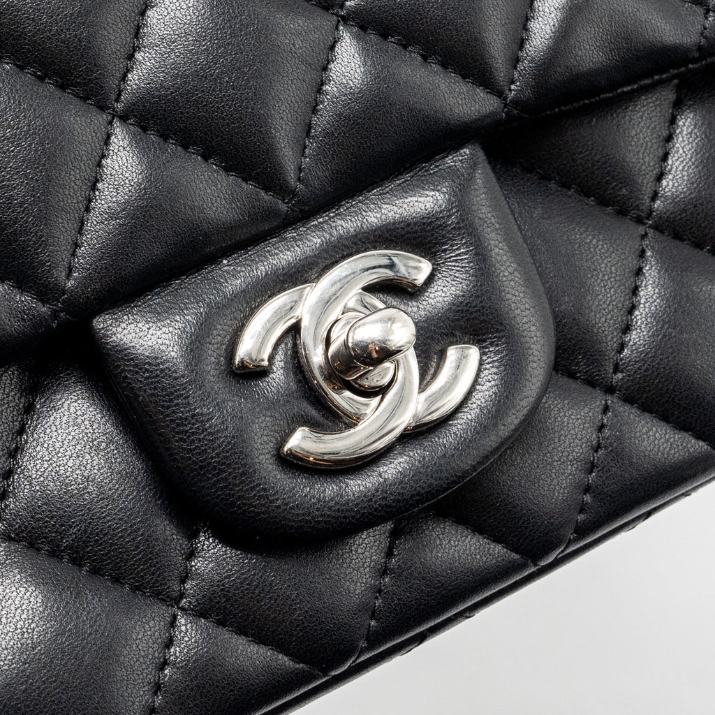CHANEL MINI RECTANGULAR FLAP BAG LAMBSKIN BLACK SHW