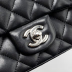 CHANEL MINI RECTANGULAR FLAP BAG LAMBSKIN BLACK SHW