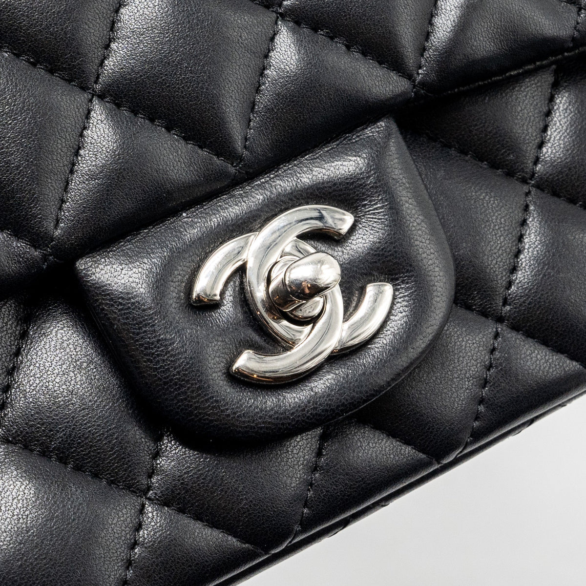 CHANEL MINI RECTANGULAR FLAP BAG LAMBSKIN BLACK SHW