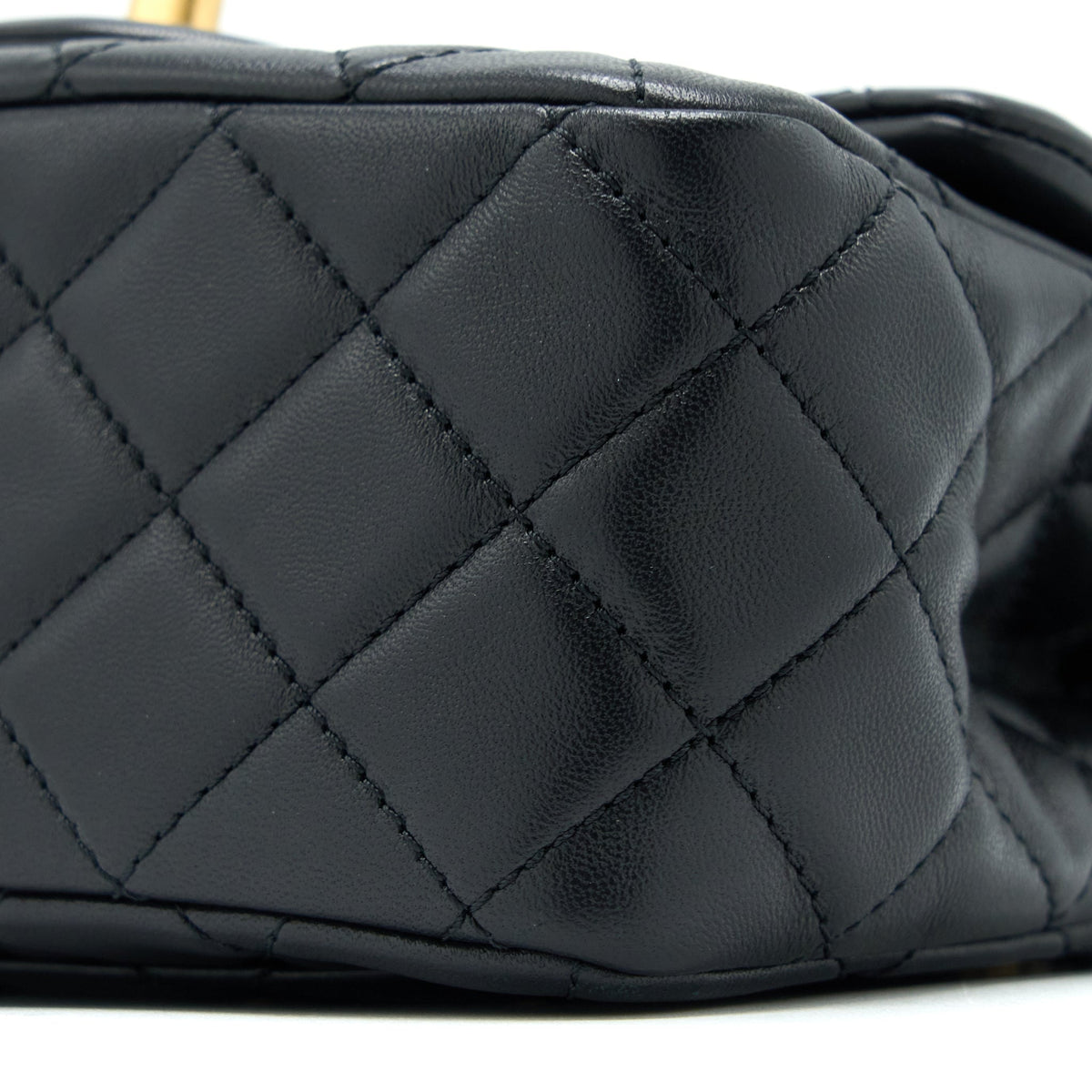 CHANEL PEARL CRUSH MINI SQUARE LAMBSKIN BLACK BRUSHED GHW (MICROCHIP)