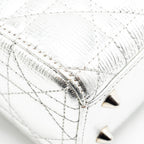 DIOR SMALL MY ABC LADY DIOR CANNAGE CALFSKIN METALLIC SILVER SHW