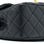 CHANEL PEARL CRUSH MINI SQUARE LAMBSKIN BLACK BRUSHED GHW (MICROCHIP)