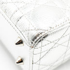DIOR SMALL MY ABC LADY DIOR CANNAGE CALFSKIN METALLIC SILVER SHW