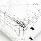 DIOR SMALL MY ABC LADY DIOR CANNAGE CALFSKIN METALLIC SILVER SHW