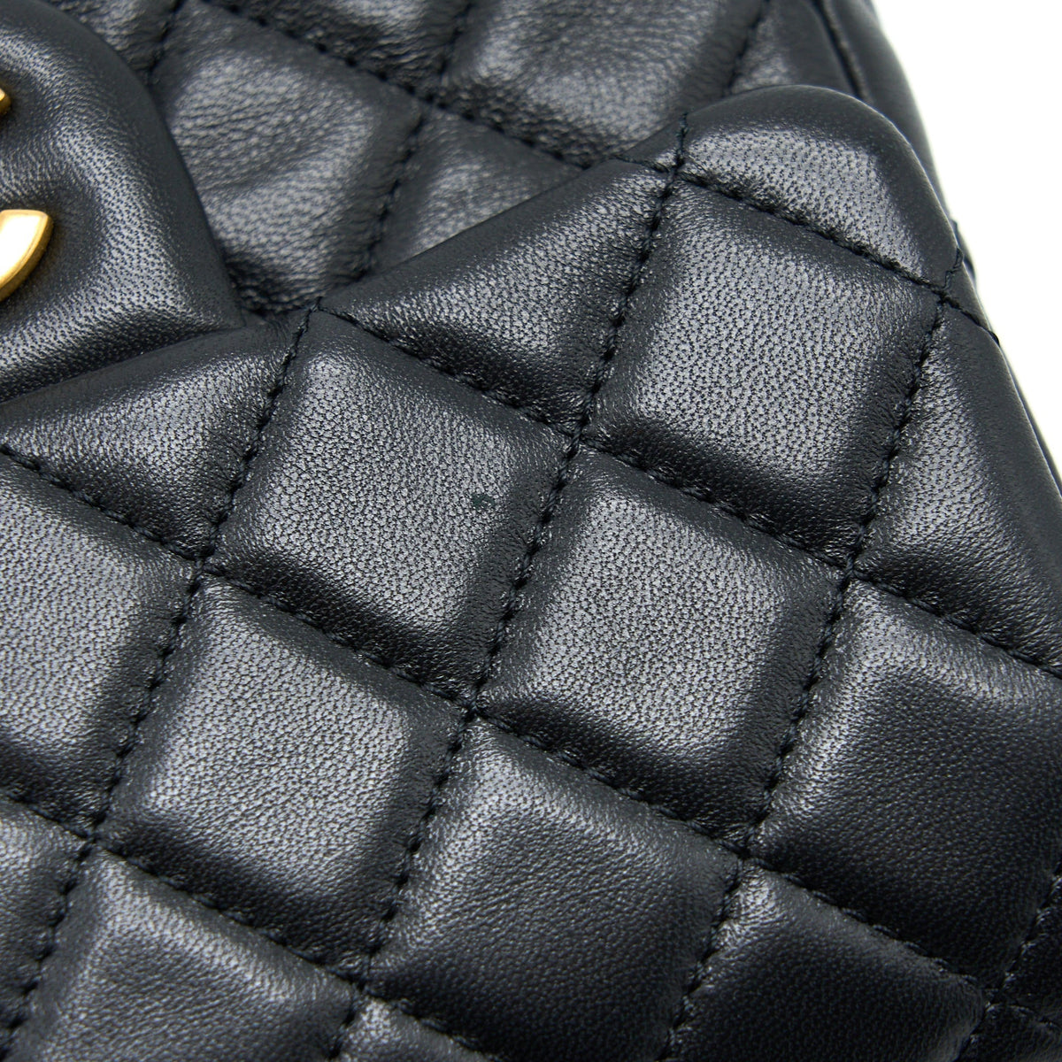 CHANEL PEARL CRUSH MINI SQUARE LAMBSKIN BLACK BRUSHED GHW (MICROCHIP)
