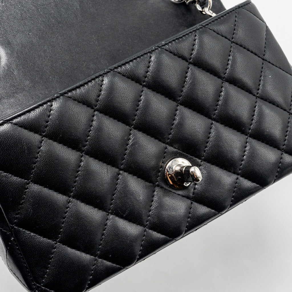 CHANEL MINI RECTANGULAR FLAP BAG LAMBSKIN BLACK SHW