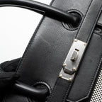 Hermes hac birkin 40 toile Gris canvas / evergrain black/ ecru SHW