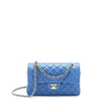 CHANEL SMALL CLASSIC DOUBLE FLAP CAVIAR BLUE LGHW