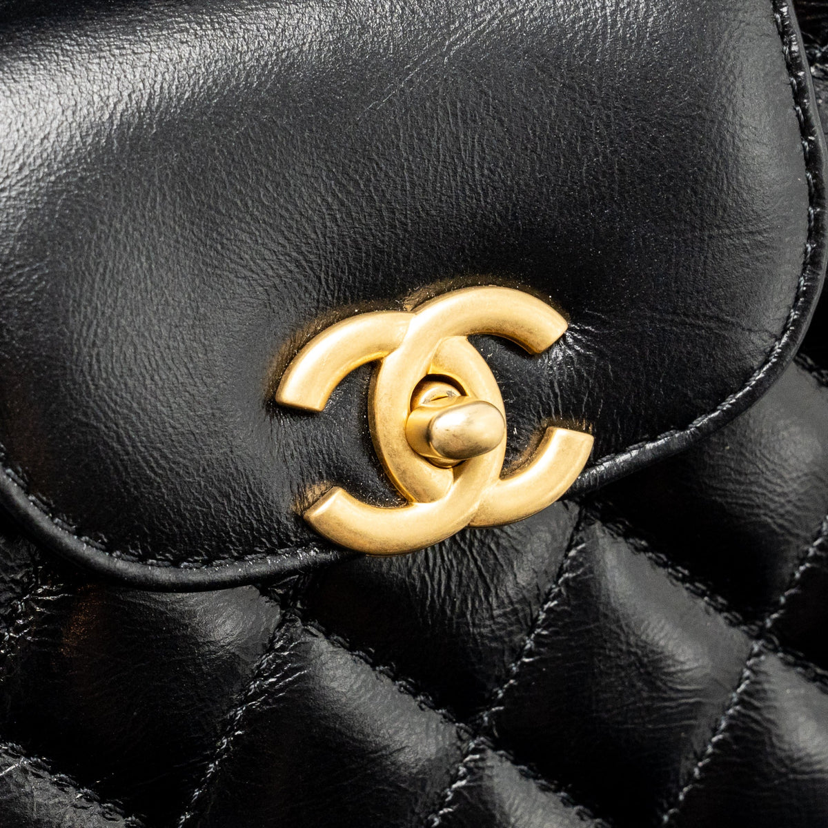 Chanel MINI KELLY SHOPPING TOTE BAG SHINY CRUMPLED CALFSKIN BLACK GHW (MICROCHIP)