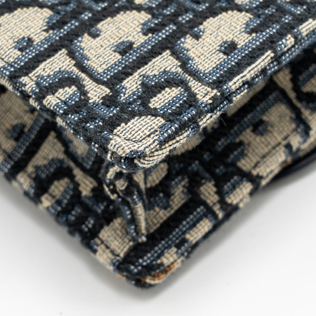 DIOR SADDLE POUCH DIOR OBLIQUE CANVAS BLUE GHW