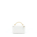 CHANEL 22S LOGO TOP HANDLE LONG VANITY WITH CHAIN CAVIAR WHITE GHW