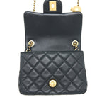 CHANEL PEARL CRUSH MINI SQUARE LAMBSKIN BLACK BRUSHED GHW (MICROCHIP)