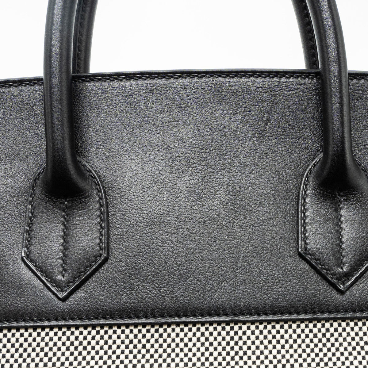 Hermes hac birkin 40 toile Gris canvas / evergrain black/ ecru SHW