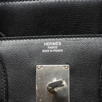 Hermes hac birkin 40 toile Gris canvas / evergrain black/ ecru SHW