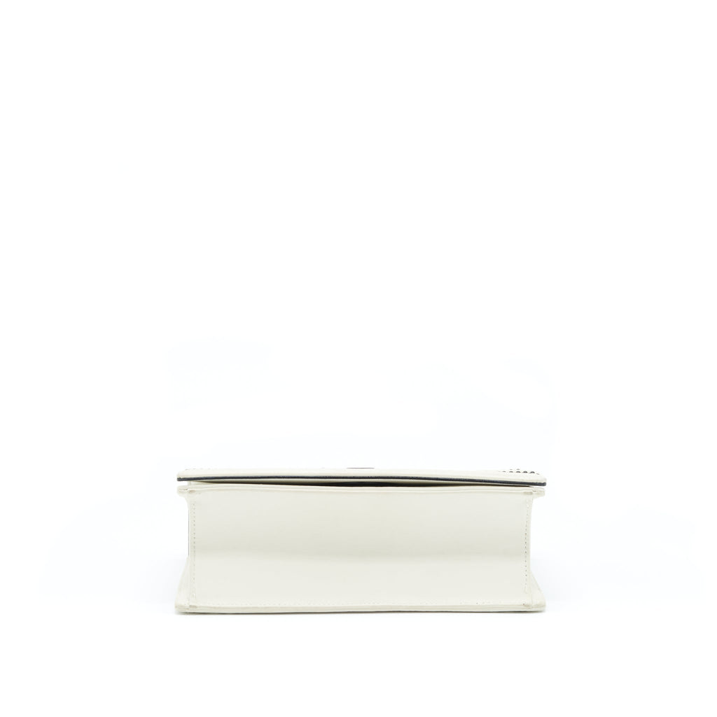 DIOR SMALL STUDDED DIORAMA WHITE WITH BLACK HARDWARE