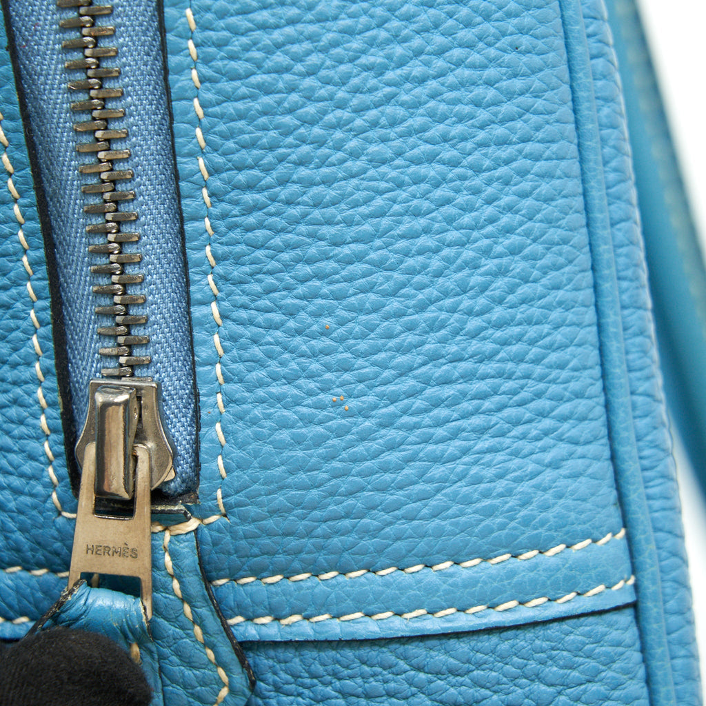 Hermes plume bag Togo jeans blue SHW