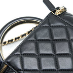 CHANEL 22A TOP HANDLE LONG VANITY CASE LAMBSKIN BLACK LGHW