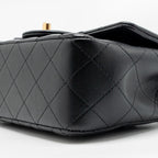Chanel Top Handle Mini Rectangular Flap Bag Lambskin Black GHW (Microchip)